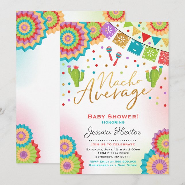 Fiesta Baby Shower Invitation Nacho Average Shower (Front/Back)