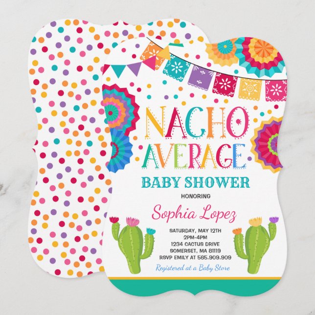 Fiesta Baby Shower Invitation Nacho Average Shower (Front/Back)