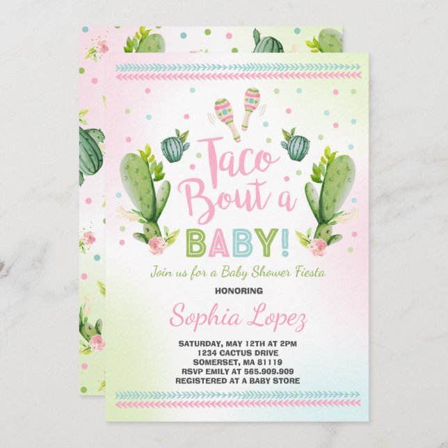Fiesta Baby Shower Invitation Taco Bout A Baby (Front/Back)