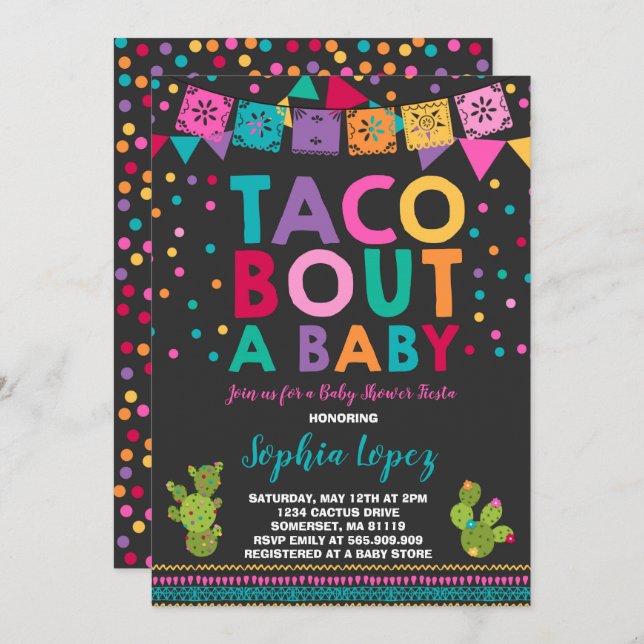Fiesta Baby Shower Invitation Taco Bout A Baby (Front/Back)