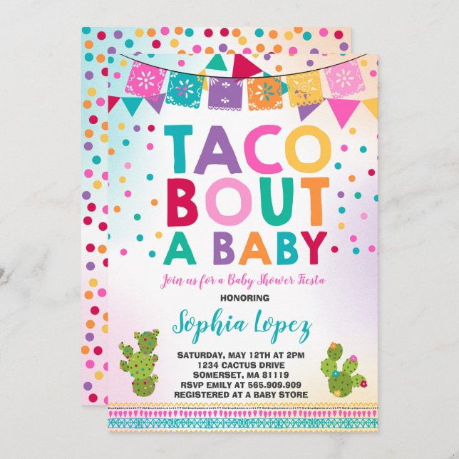 Fiesta Baby Shower Invitation Taco Bout A Baby (Front/Back)