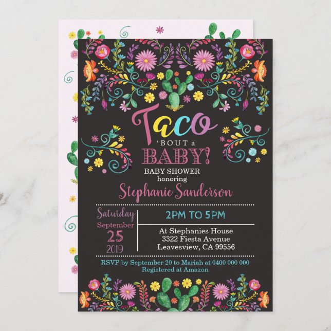 Fiesta Baby Shower Invitation Taco bout a Baby (Front/Back)