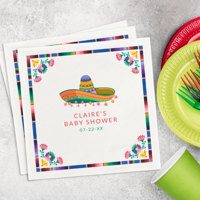 Fiesta Baby Shower Napkins – Floral Sombrero Taco  (Fiesta Baby Shower Napkins)