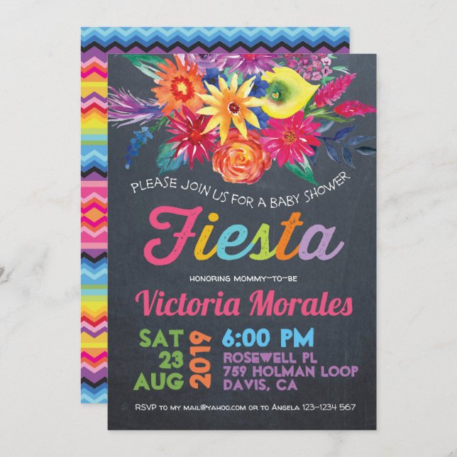 Fiesta Baby Shower Party Invitation (Front/Back)