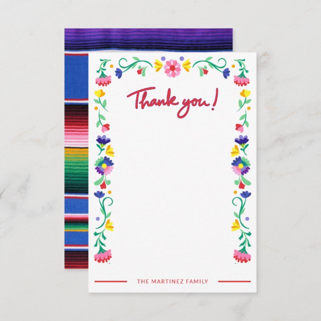 Fiesta Baby Shower Thank You Card (Front/Back)