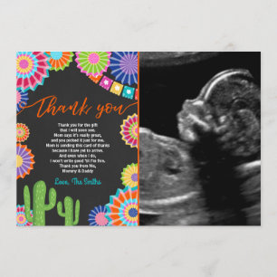 Fiesta Baby Shower Thank You Card Mexican Cactus