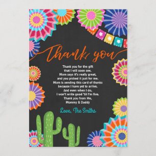 Fiesta Baby Shower Thank You Card Mexican Cactus