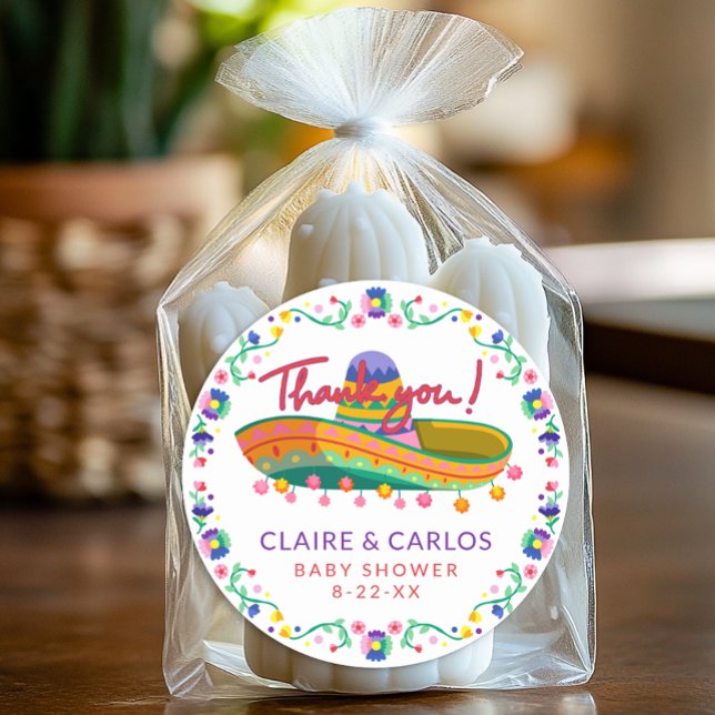 Fiesta Baby Shower Thank You Sticker – Whimsical S (Favor Sticker)