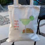 Fiesta Bachelorette Party Taco & Margarita Tequila Tote Bag<br><div class="desc">This tote bag features a watercolor painting of a margarita glass and taco. Customise with your information and change any wording to suit your style.</div>