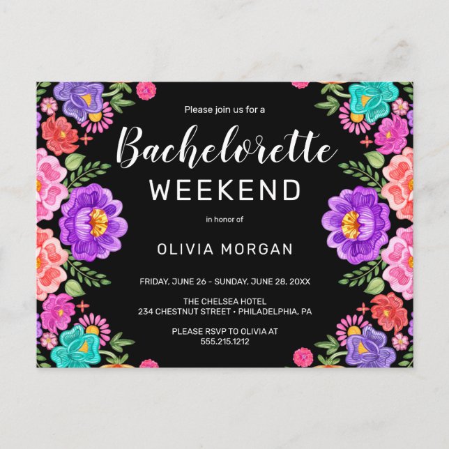 Fiesta Bachelorette Weekend Party Invitation Postcard (Front)