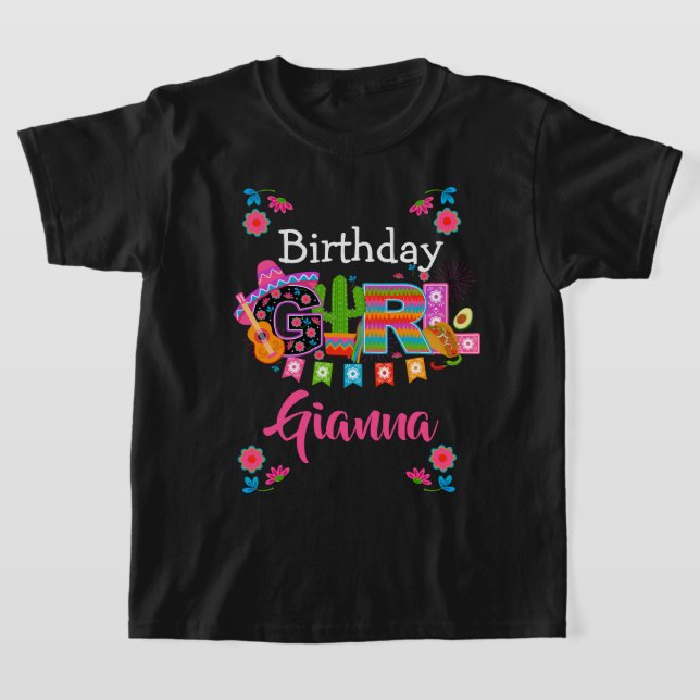 Fiesta Birthday Girl  | Mexico Party | custom age T-Shirt (Laydown)