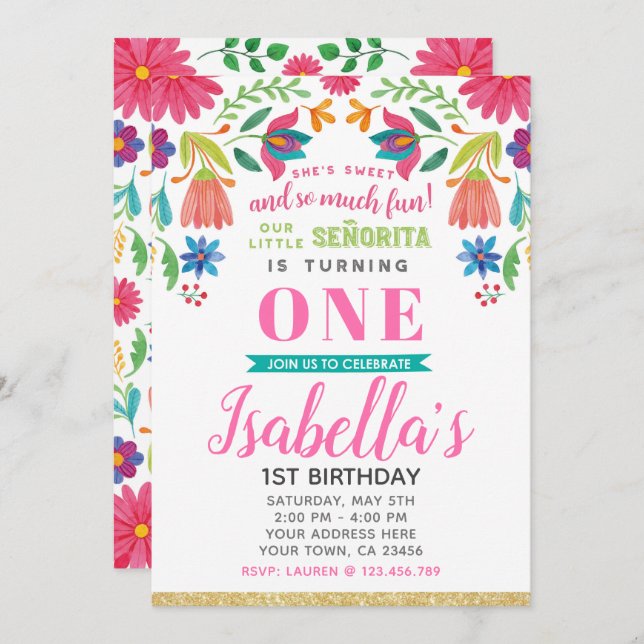 Fiesta Birthday Invitation (Front/Back)