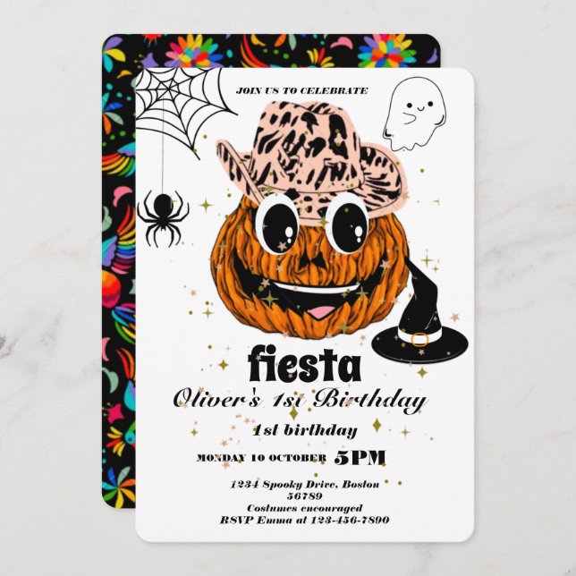 Fiesta Birthday Invitation Chalkboard Mexican (Front/Back)