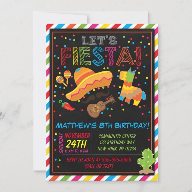 Fiesta Birthday Invitation Fiesta Party (Front)