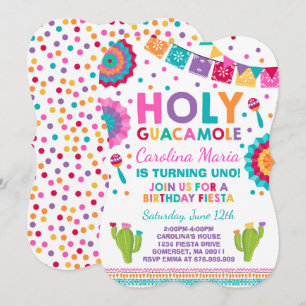 Fiesta Birthday Invitation Holy Guacamole Party