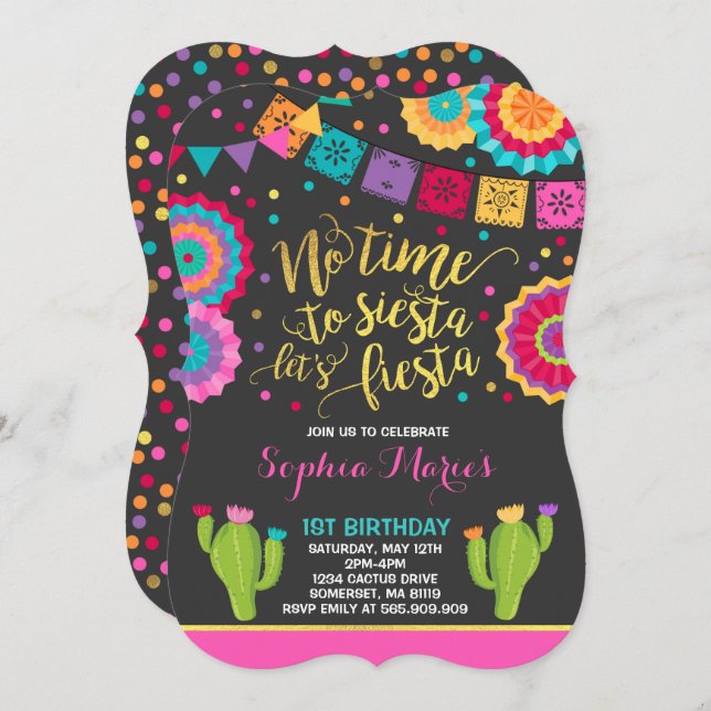 Fiesta Birthday Invitation Mexican Birthday Fiesta (Front/Back)