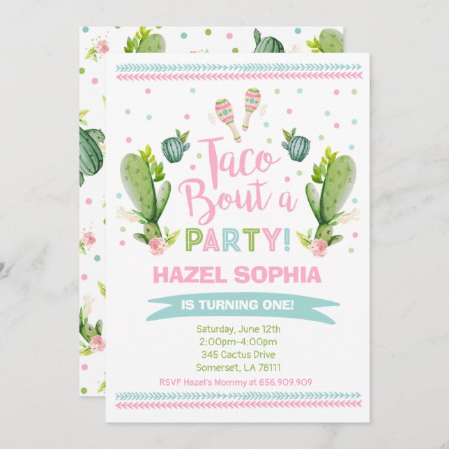 Fiesta Birthday Invitation Taco Bout A Party (Front/Back)