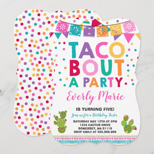 Fiesta Birthday Invitation Taco Bout A Party (Front/Back)