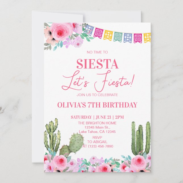 Fiesta birthday party invitation (Front)