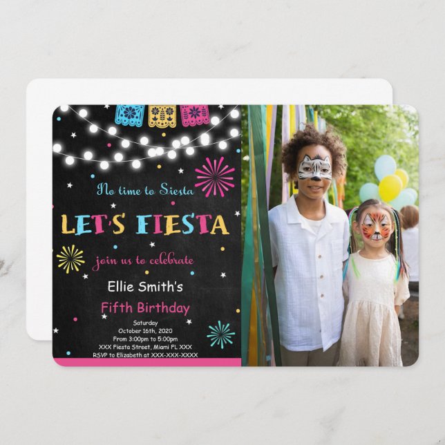 Fiesta Birthday Photo Invitation (Front/Back)