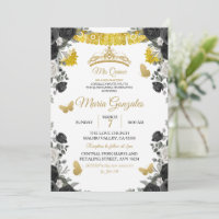 Fiesta Black & Gold Butterfly Mis XV Anos