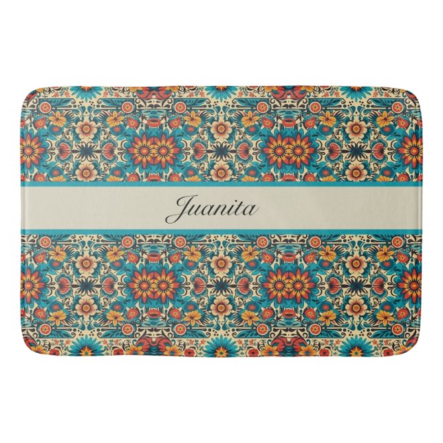 Fiesta Blooms customisable Bath Mat (Front)