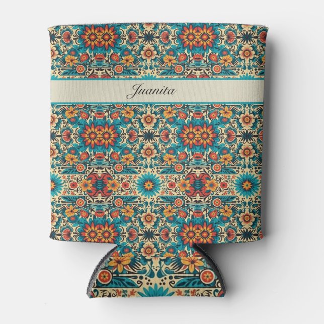 Fiesta Blooms, customisable Can Cooler (Front)