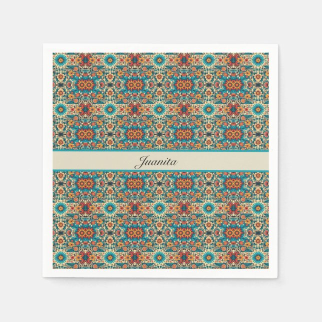 Fiesta Blooms, customisable Napkin (Front)