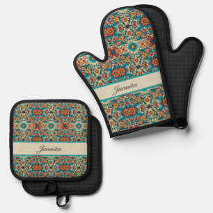 Fiesta Blooms customisable Oven Mitt & Pot Holder Set