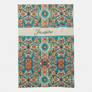 Fiesta Blooms, customisable Tea Towel