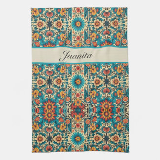 Fiesta Blooms, customisable Tea Towel