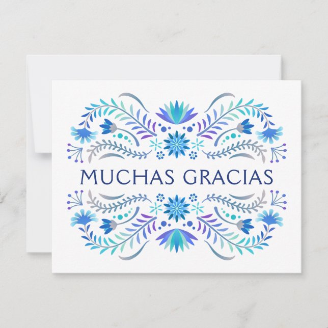 Fiesta Blue Birthday Shower Wedding Thank You Card (Front)