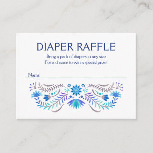 Fiesta Blue Diaper Raffle Baby Shower Enclosure Card