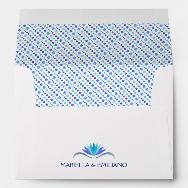 Fiesta Blue Dots Wedding Envelope (Back (Bottom))