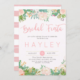Fiesta Blush Floral Succulent Bridal Shower Invite