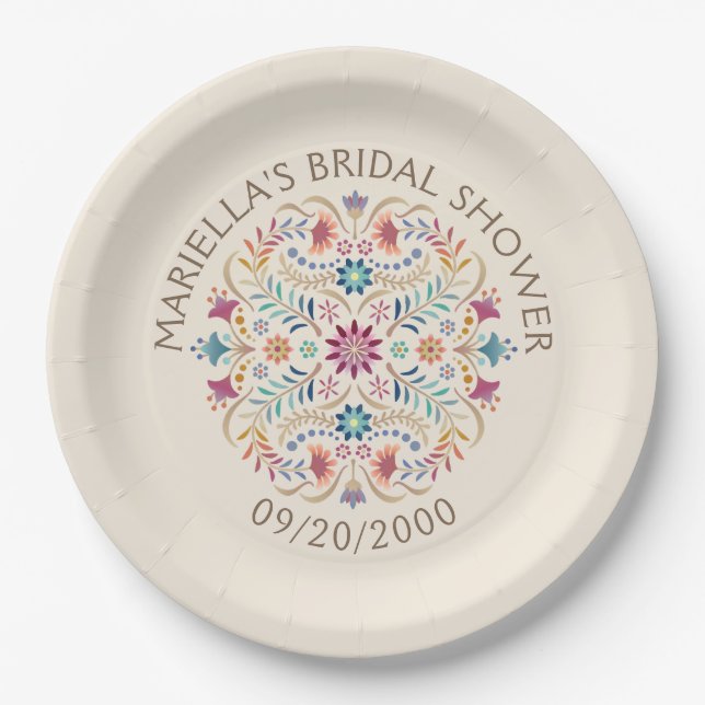 Fiesta Boho Birthday Shower Wedding Paper Plate (Front)