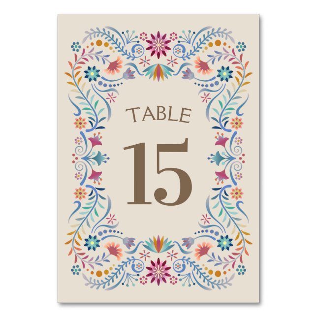 Fiesta Boho Birthday Shower Wedding Table Number (Front)