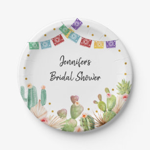 Fiesta Boho Pampas Grass Bridal Shower Paper Plate