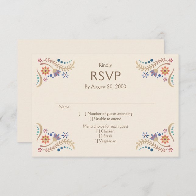Fiesta Boho Wedding Quinceañera RSVP (Front/Back)
