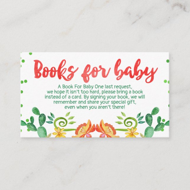Fiesta Book request Card Insert Business Card Size (Front)