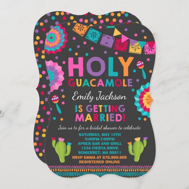 Fiesta Bridal Shower Invitation Holy Guacamole (Front/Back)