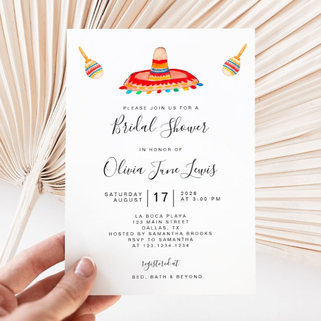 Fiesta Bridal Shower Invitations With Sombrero (Creator Uploaded)