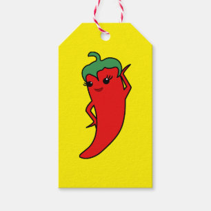 Fiesta Bridal Shower Kawaii Red Hot Pepper Diva Gift Tags