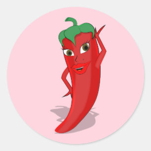 Fiesta Bridal Shower With Red Hot Pepper Diva Classic Round Sticker