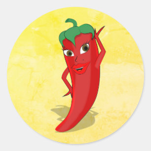 Fiesta Bridal Shower With Red Hot Pepper Diva Classic Round Sticker