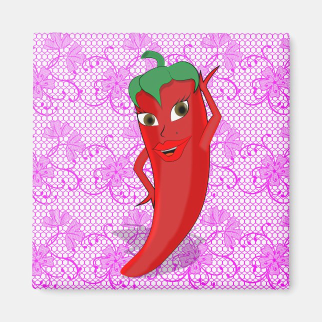Fiesta Bridal Shower With Red Hot Pepper Diva Magnet (Front)