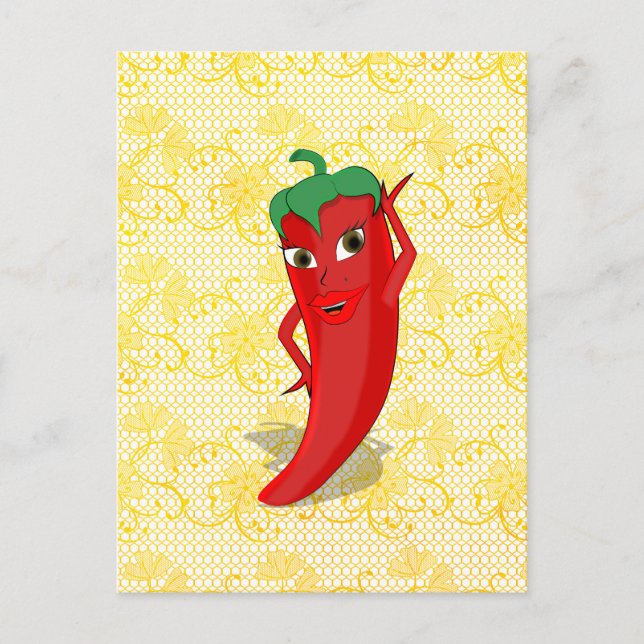 Fiesta Bridal Shower With Red Hot Pepper Diva Postcard (Front)