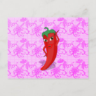 Fiesta Bridal Shower With Red Hot Pepper Diva Postcard