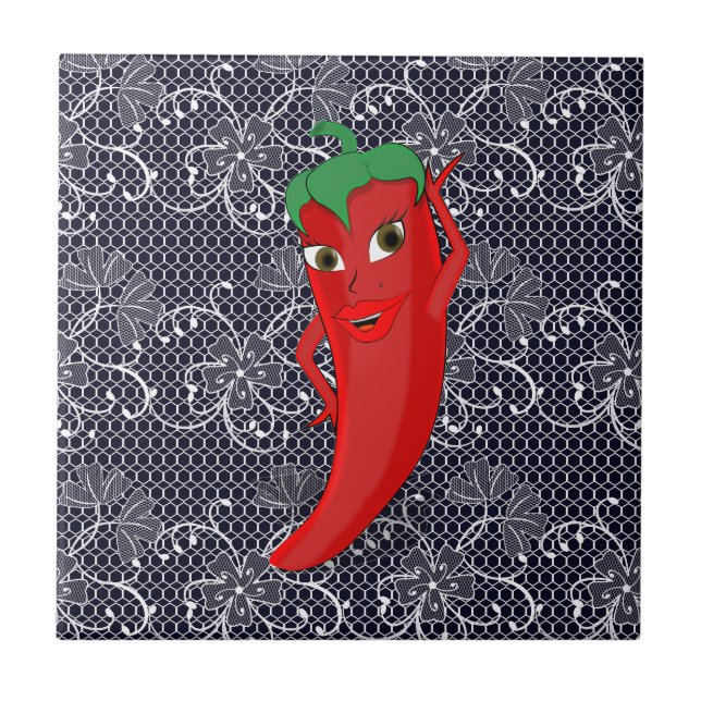 Fiesta Bridal Shower With Red Hot Pepper Diva Tile (Front)