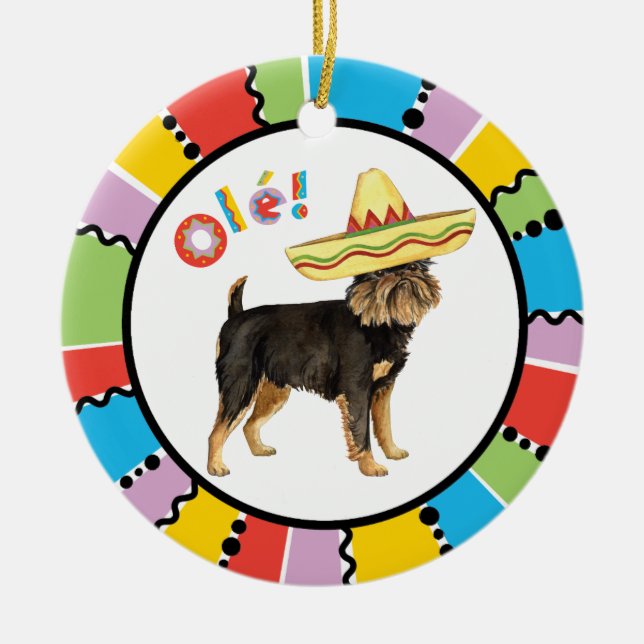 Fiesta Brussels Griffon Ceramic Tree Decoration (Front)